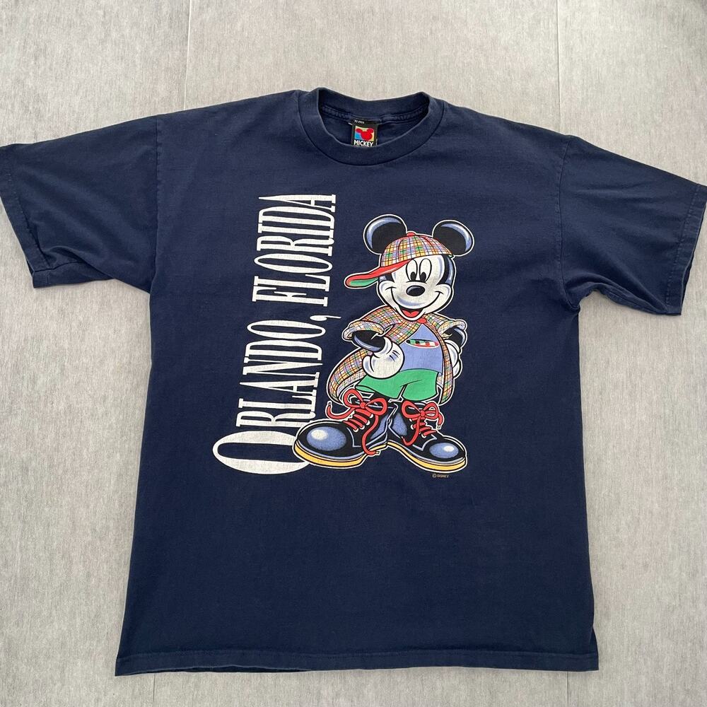 VINTAGE Mickey Shirt Adult XL Blue Orlando Florida Unlimited Disney Mens 90s